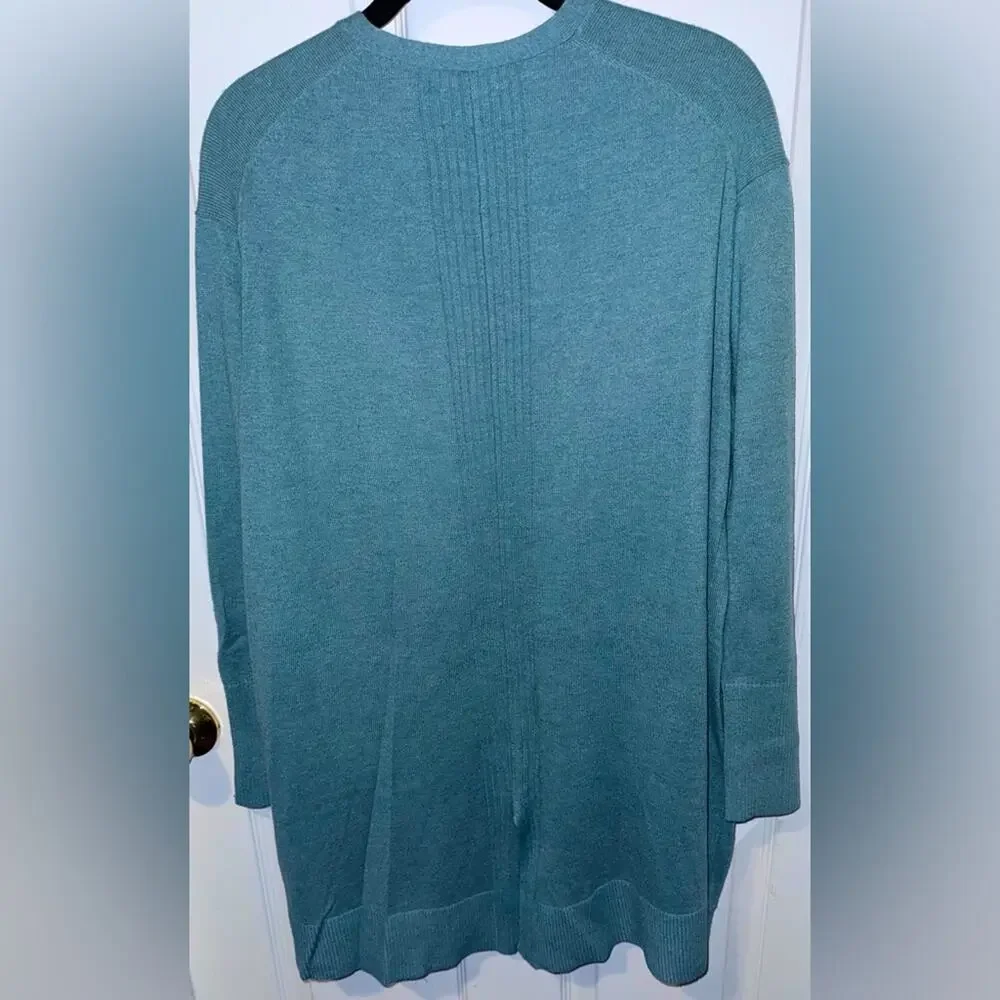 Lou & Grey Long, Soft, Open Cardigan Sweater, in a Blu/Green Sz Medium EUC - Picture 2 of 10